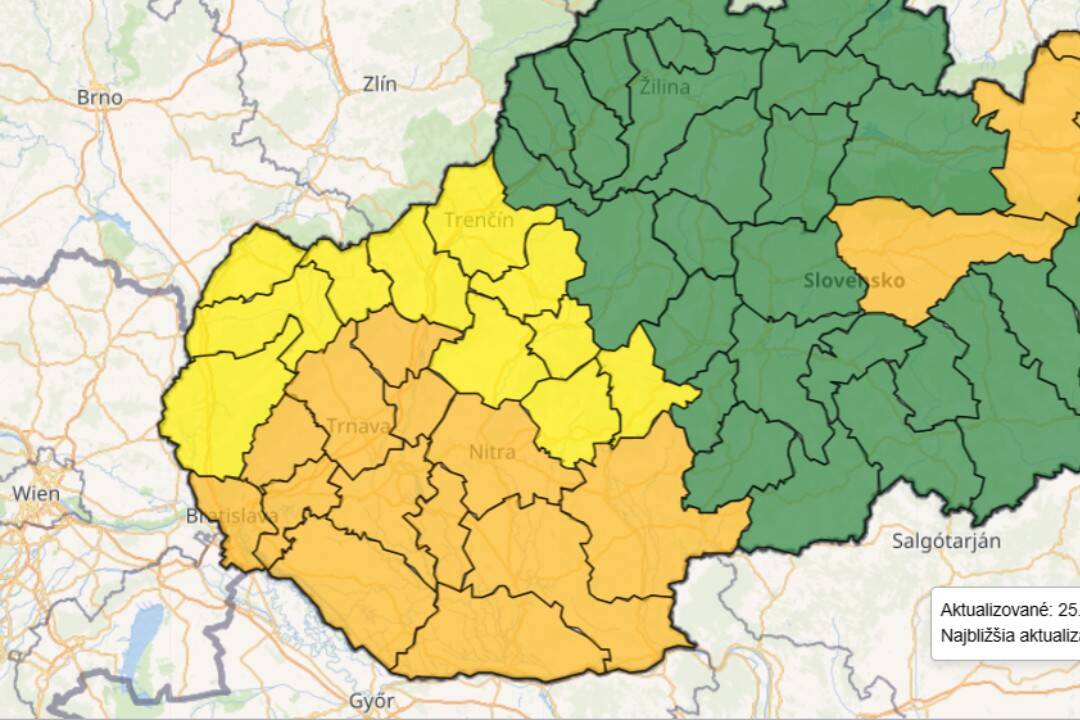 SHMÚ vydal výstrahu 2. stupňa pred silným vetrom v Bratislave a okolí, dosahuje až 90 km/h