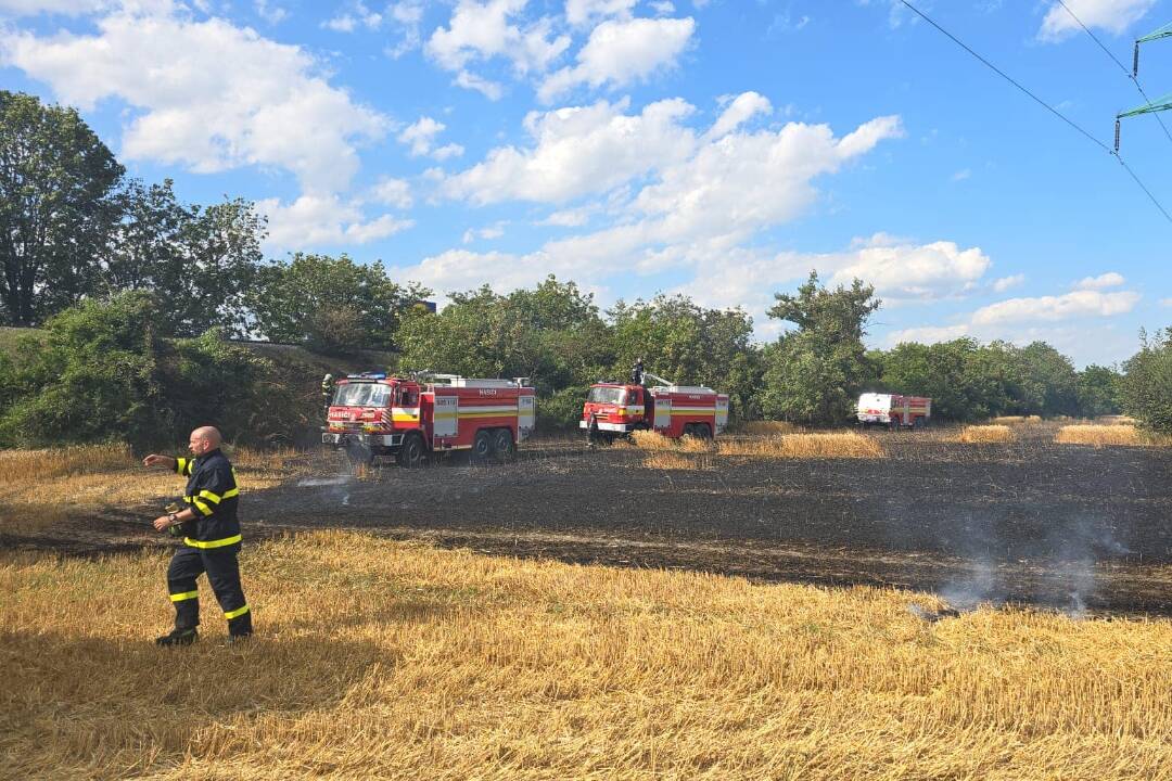 FOTO: Na poli v Podunajských Biskupiciach vznikol požiar. Príčina vzniku zatiaľ nie je známa