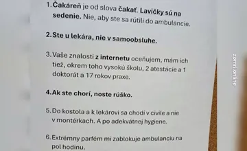 Oznam všeobecného lekára na dverách ambulancie rozhádal Bratislavčanov. Niektorých pobúril, iní mu tlieskajú