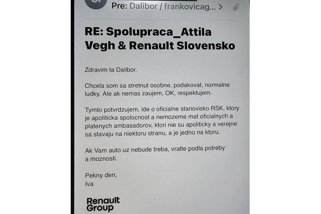 FOTO: Renault ukončil spoluprácu s Attilom Véghom. Pozrite si maily, foto 1