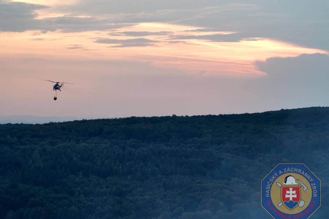 FOTO: Pri Borinke horel les, na mieste zasahoval vrtuľník, foto 1